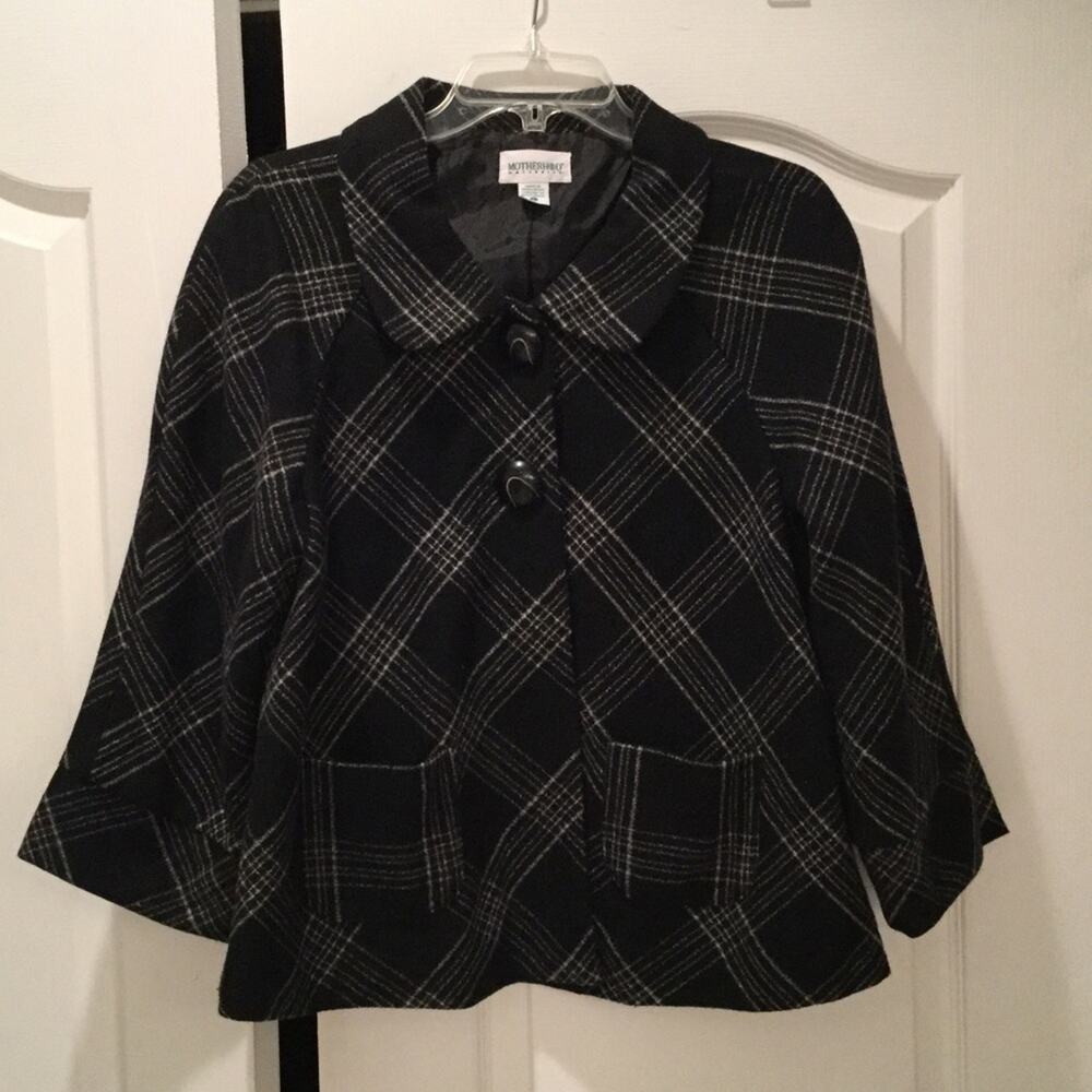 Motherhood black white swing maternity jacket L